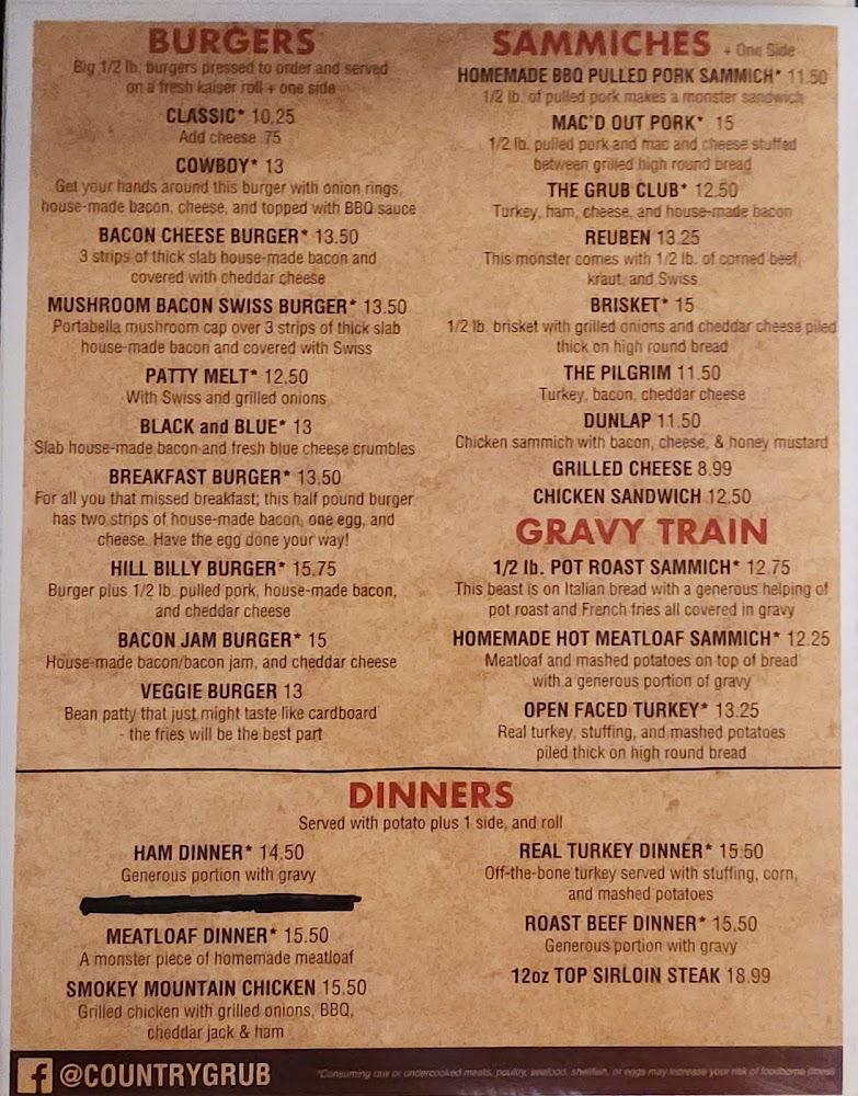 Country Grub Menu image 1